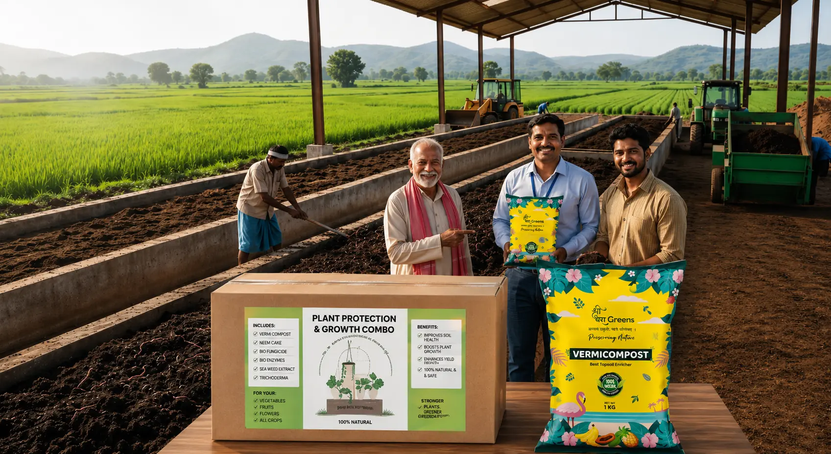 Vermicompost Manufacturer showcasing organic vermicompost products and sustainable farming production facility in India
